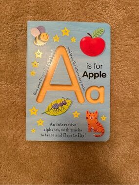 Blue "A is for Apple" Interactive Alphabet Board Book for Kids